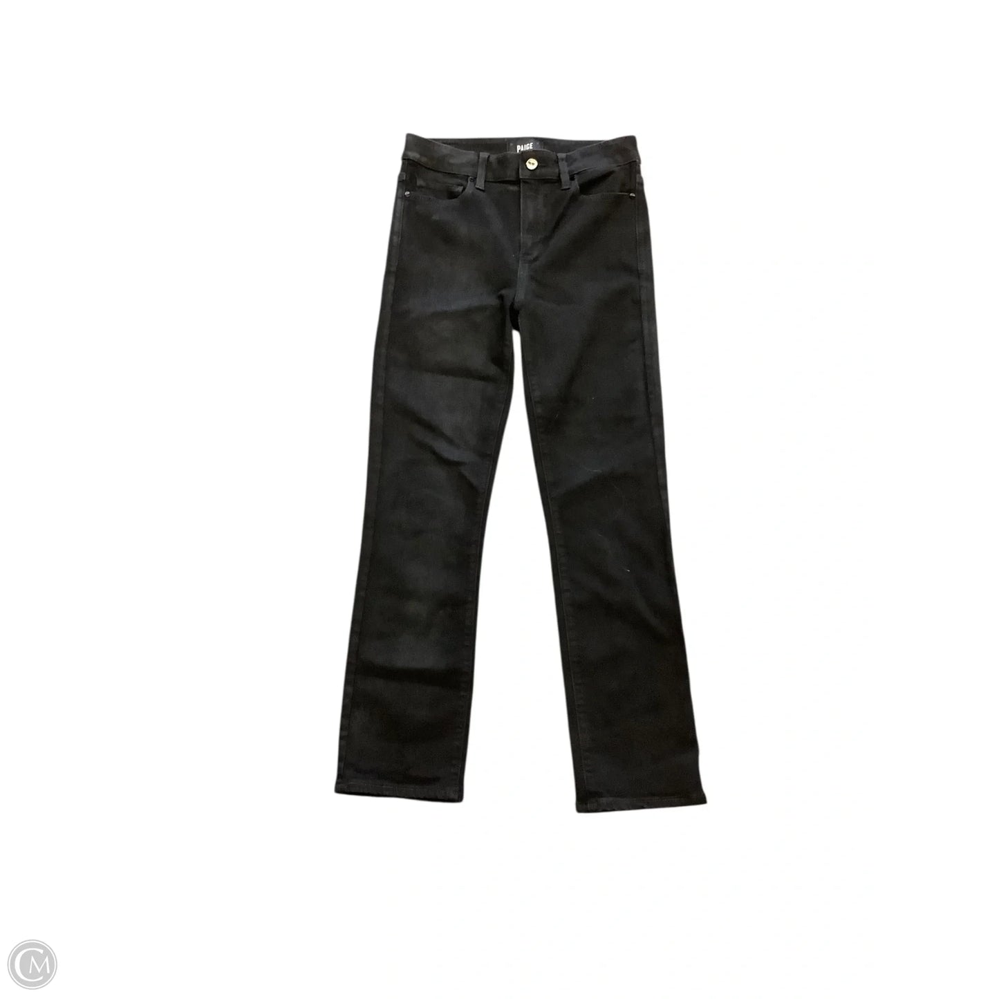 Jeans Straight By Paige In Black Denim, Size: 4