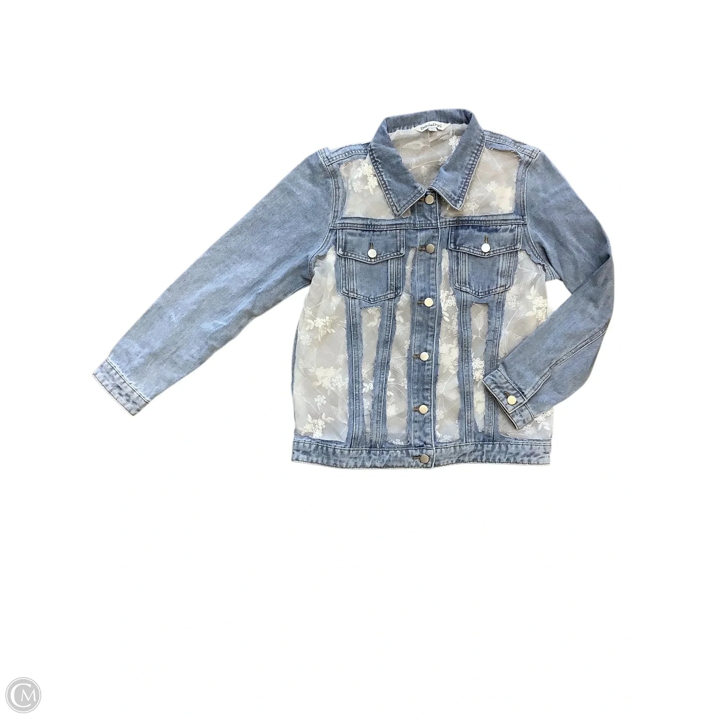 Jacket Denim By Davi & Dani In Blue & White, Size: L