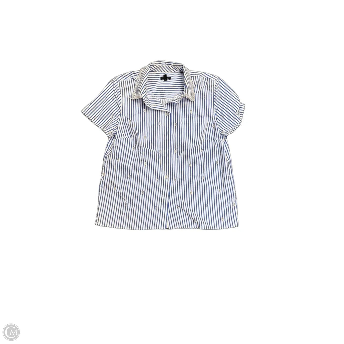 Top Short Sleeve By Talbots In Blue & White, Size: Xs
