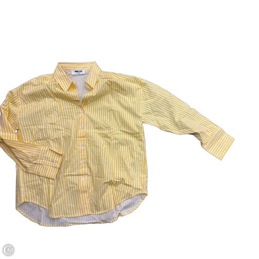 Top Long Sleeve By Double Zero In White & Yellow, Size: M