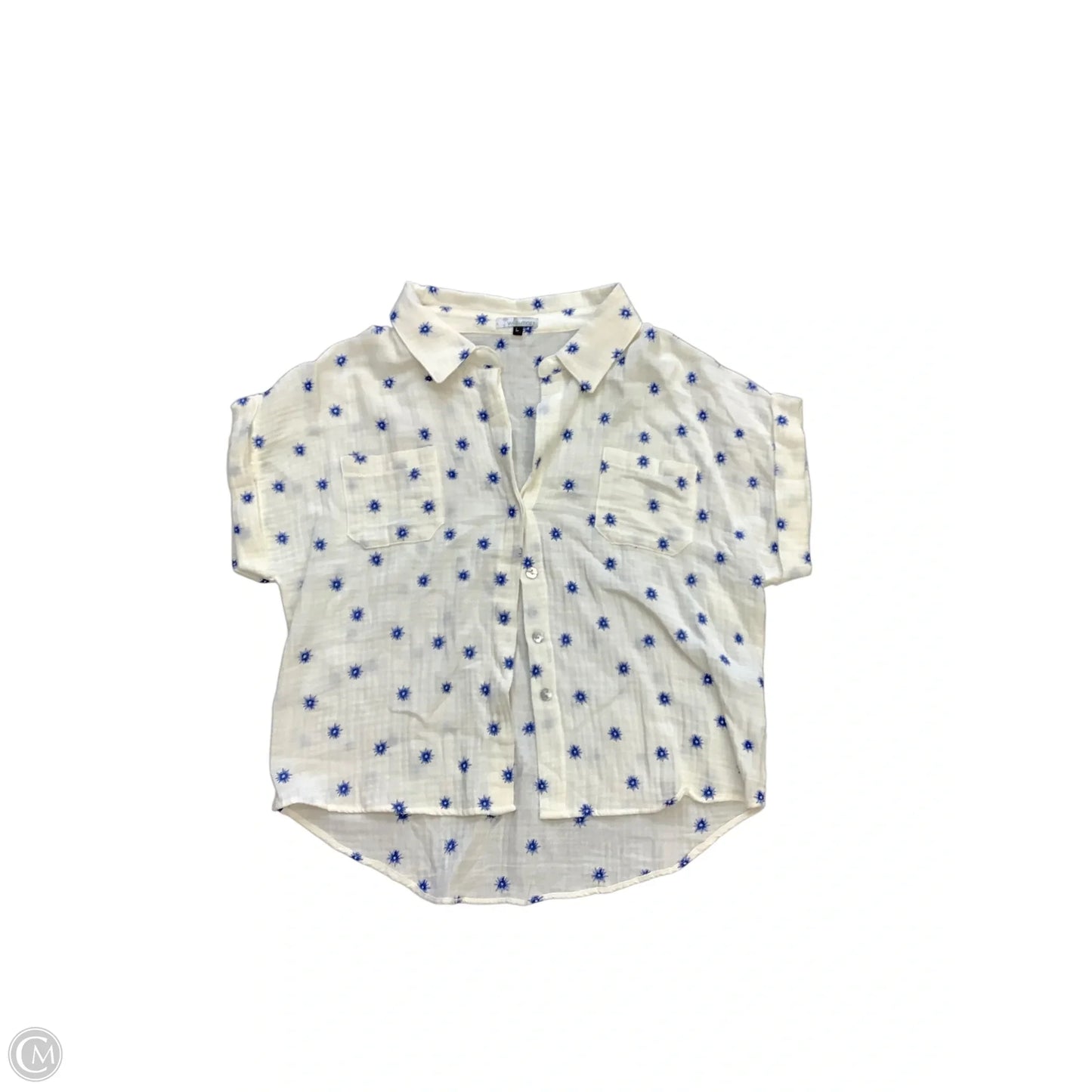 Top Short Sleeve By Clothes Mentor In Blue & White, Size: L
