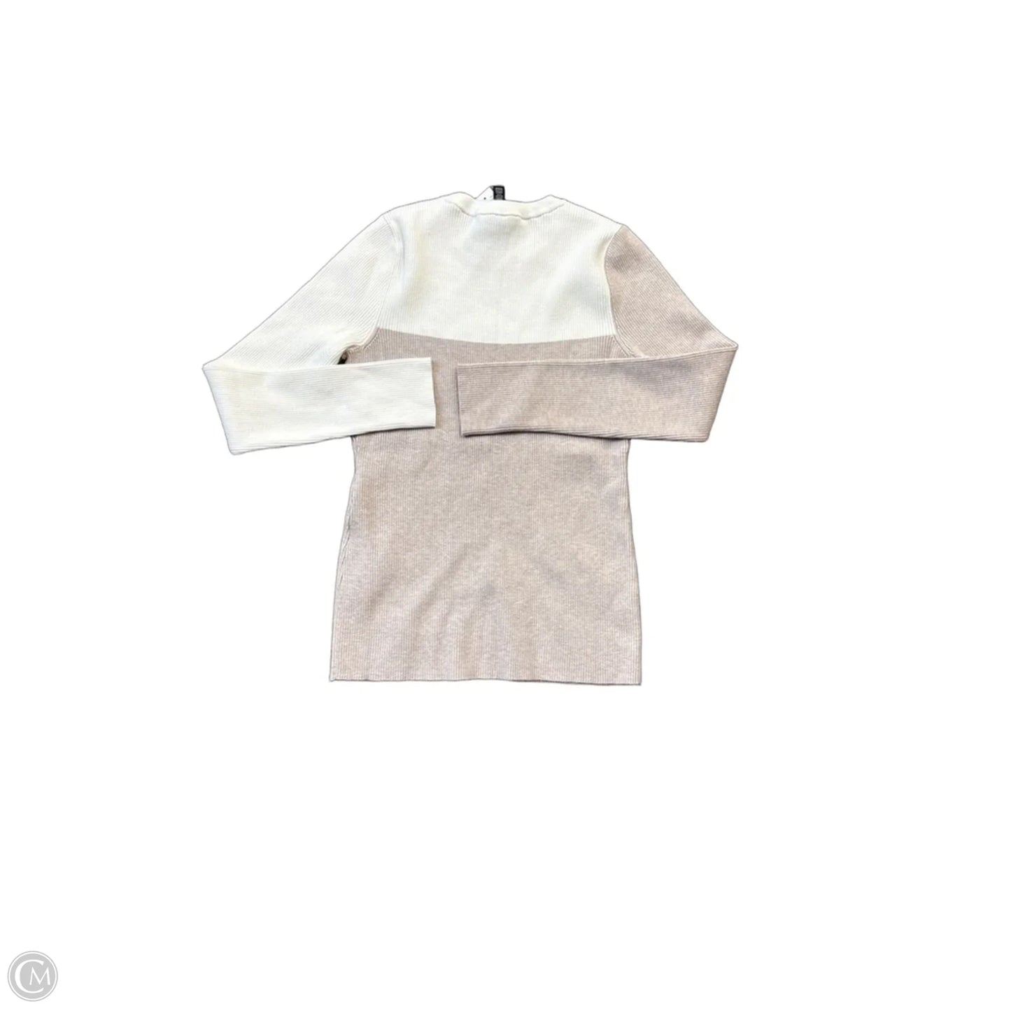 Top Long Sleeve By White House Black Market In Tan & White, Size: S