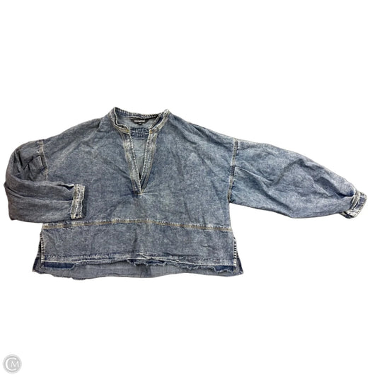 Top Long Sleeve By Davi & Dani In Blue Denim, Size: Xxl