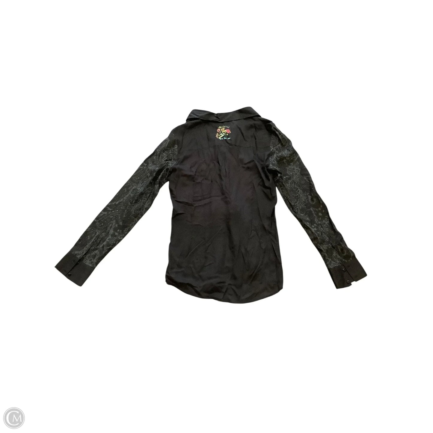 Top Long Sleeve By Desigual In Black & Pink, Size: M
