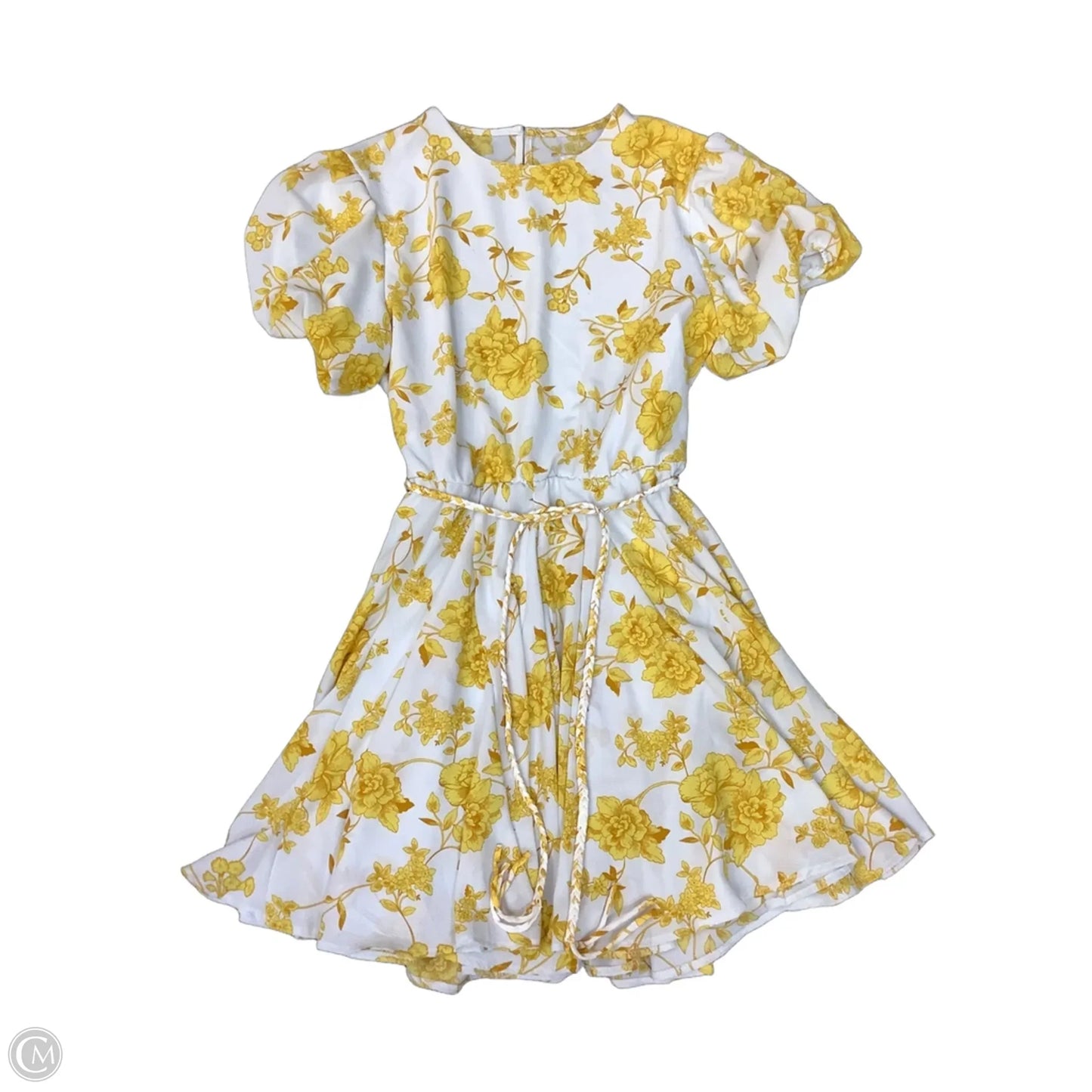 Dress Casual Midi By Premier Amour In White & Yellow, Size: 12