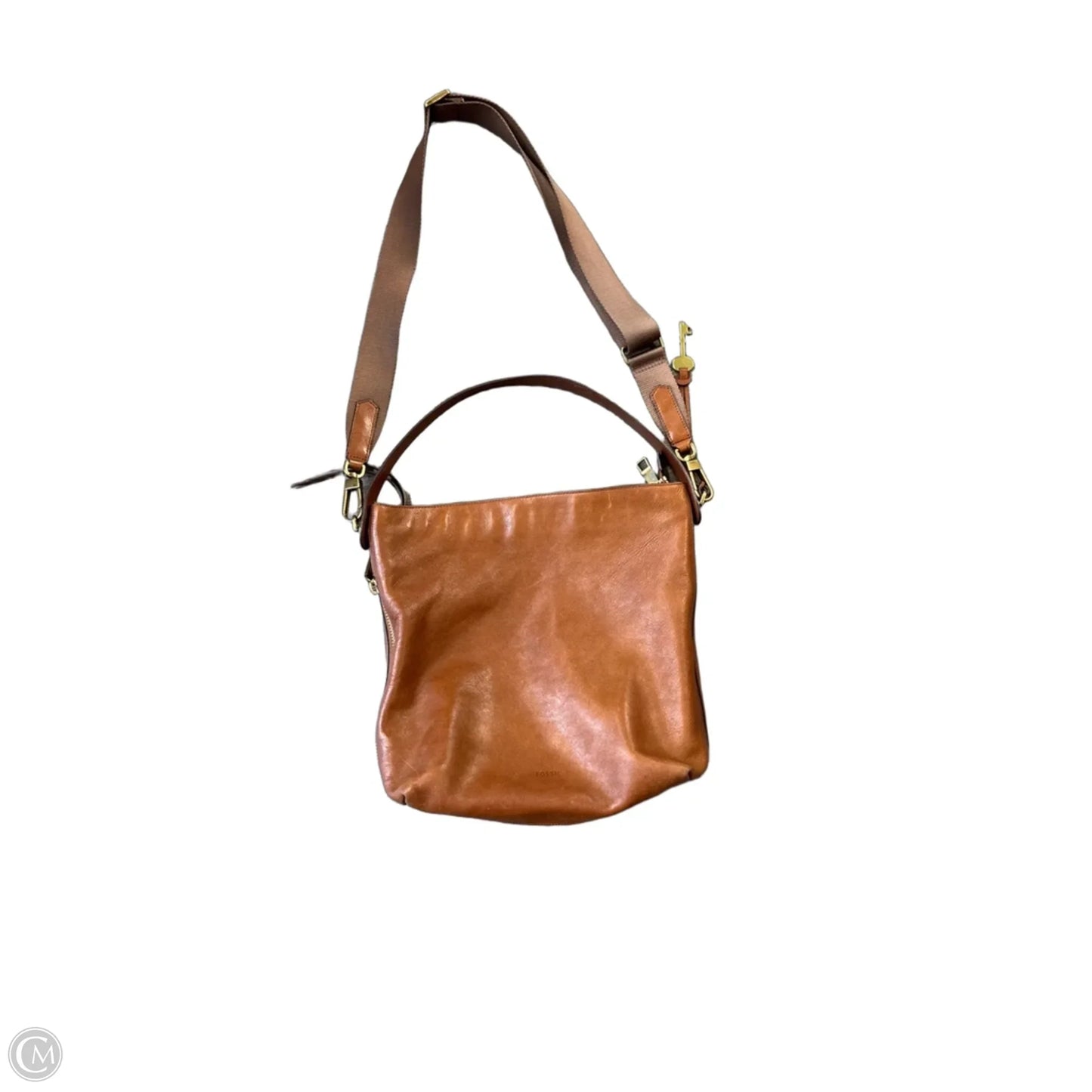 Handbag Leather By Fossil, Size: Medium