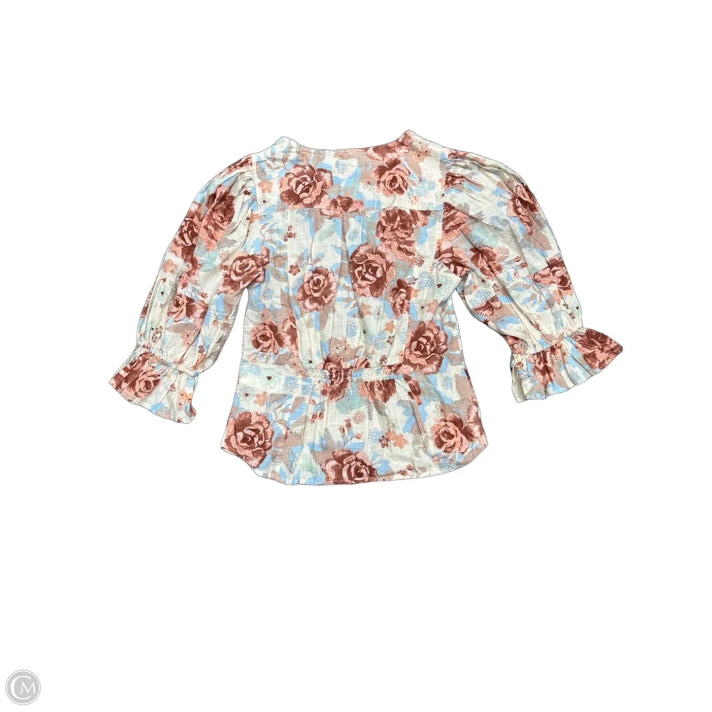 Top 3/4 Sleeve By Free People In Floral Print, Size: S