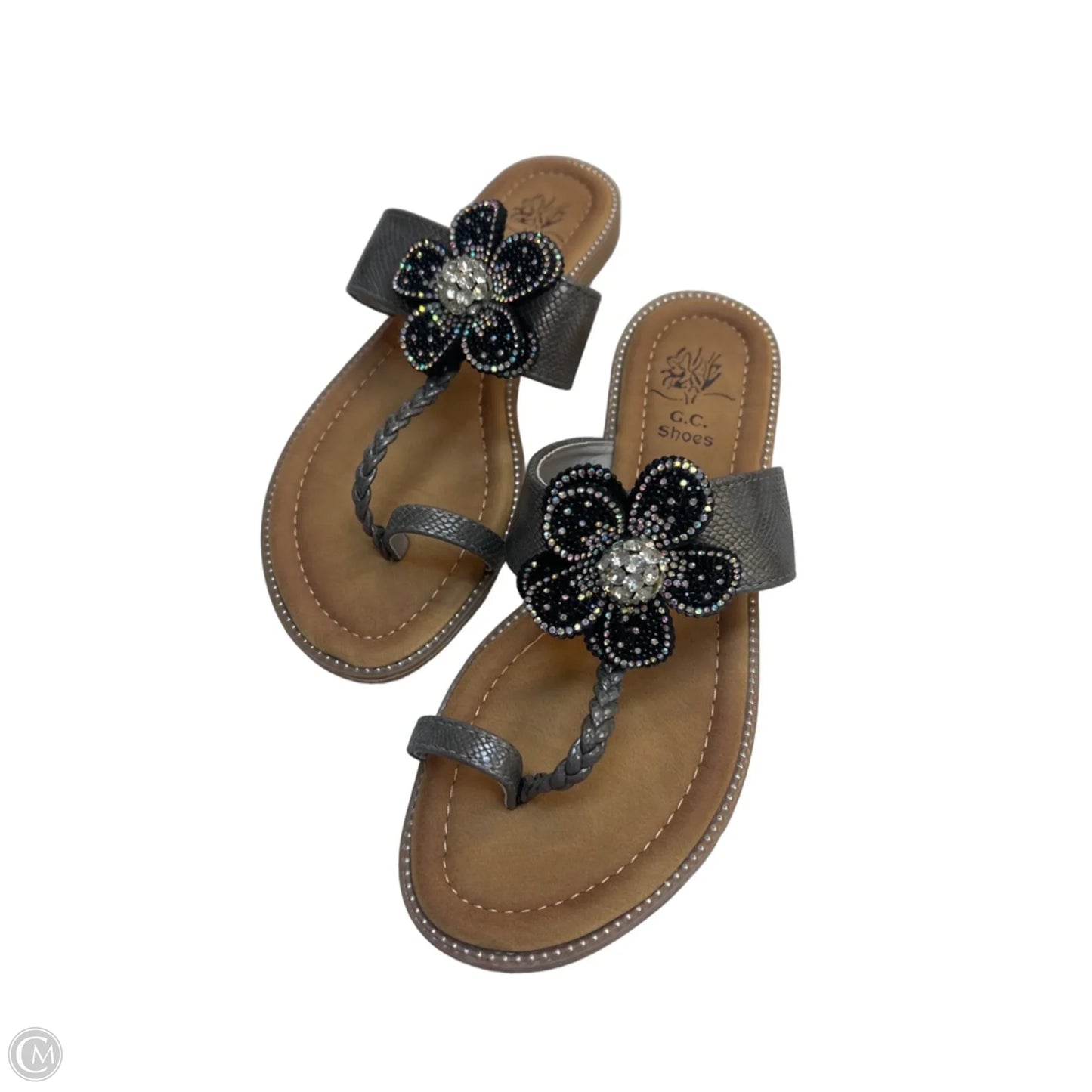 Sandals Flip Flops By Clothes Mentor In Black & Grey, Size: 8