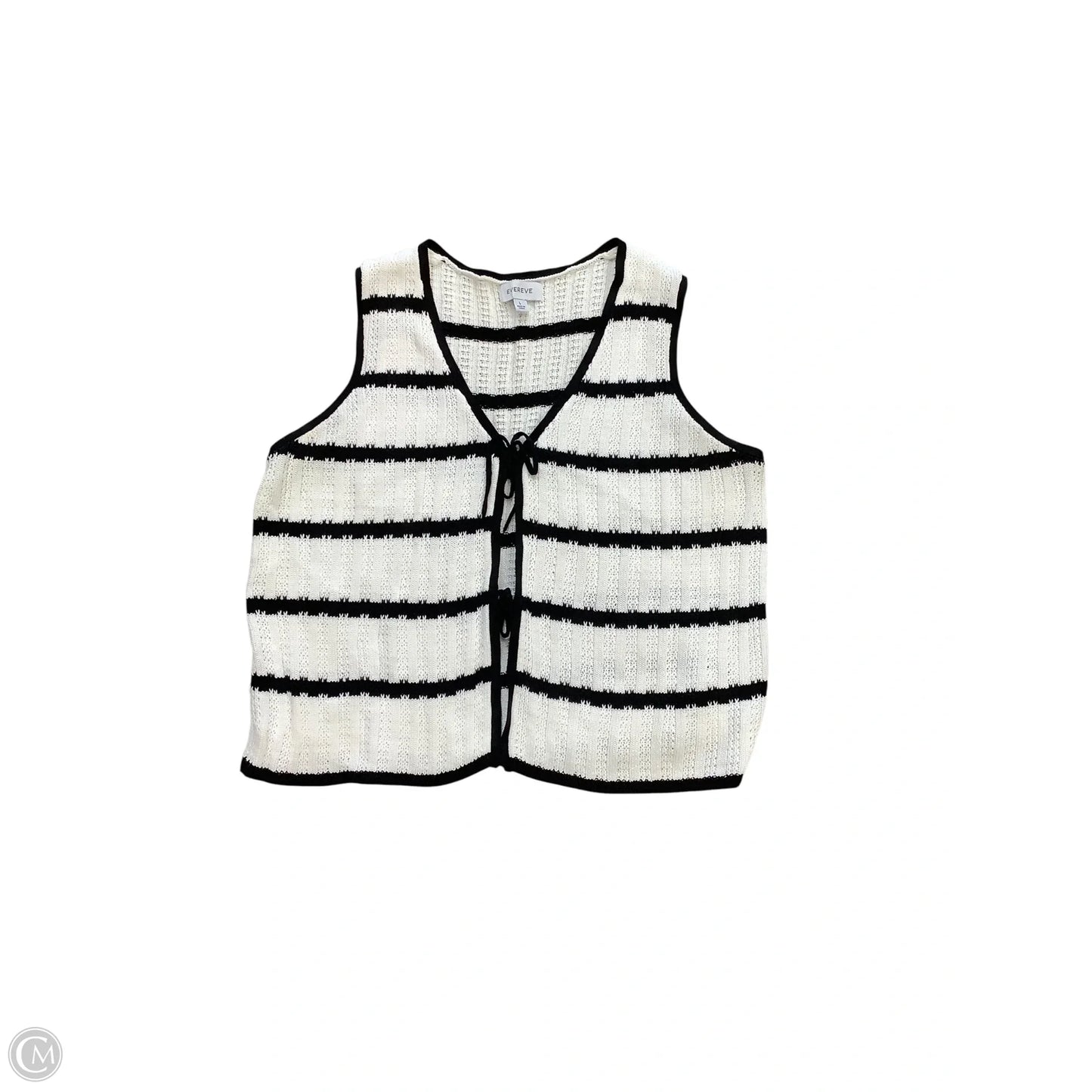 Top Sleeveless By Evereve In Black & White, Size: L