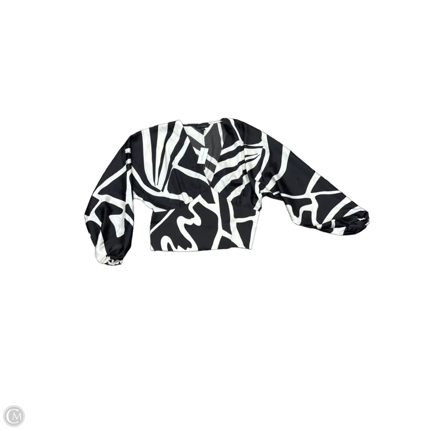 Blouse Long Sleeve By Banana Republic In Black & Cream, Size: S