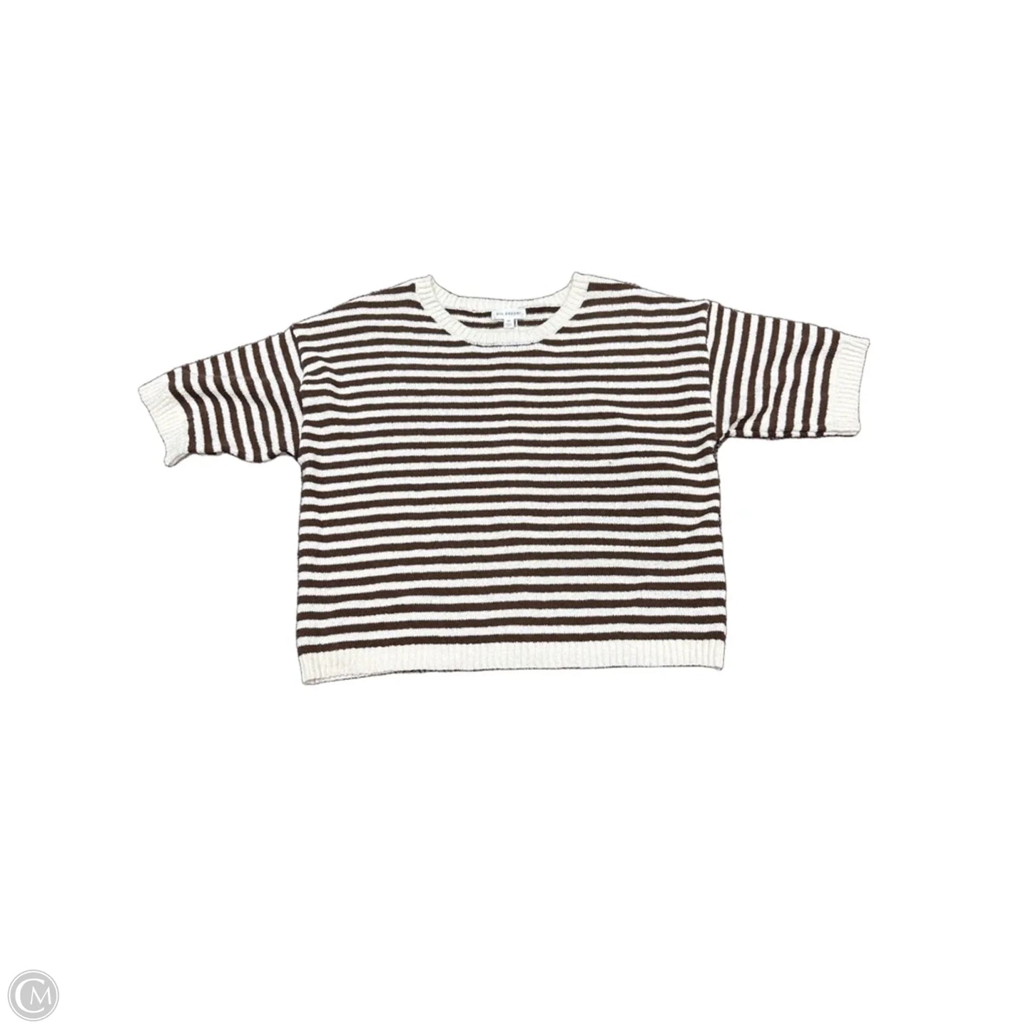 Top Short Sleeve By Blu Pepper In Brown & Cream, Size: M