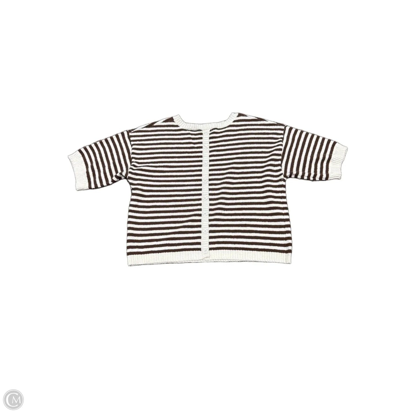 Top Short Sleeve By Blu Pepper In Brown & Cream, Size: M