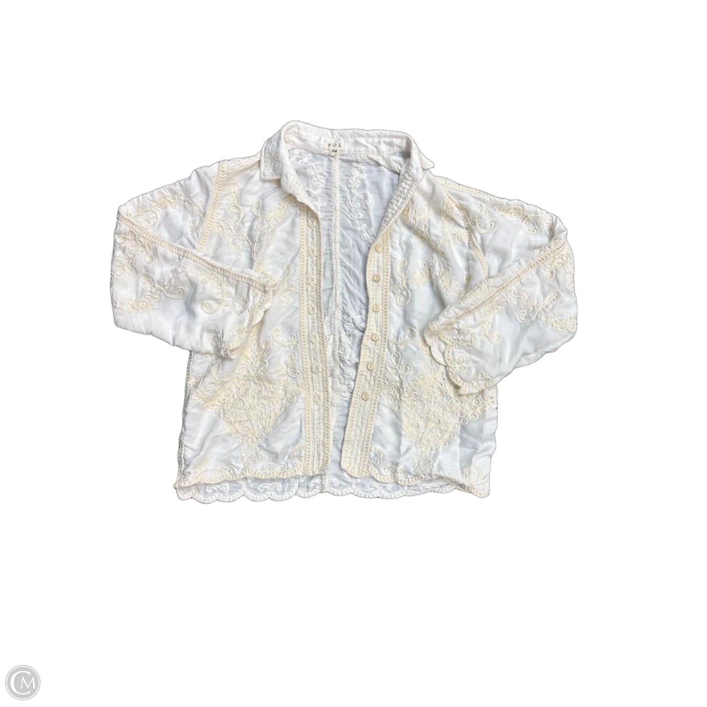 Blouse Long Sleeve By Pol In White, Size: Osfm