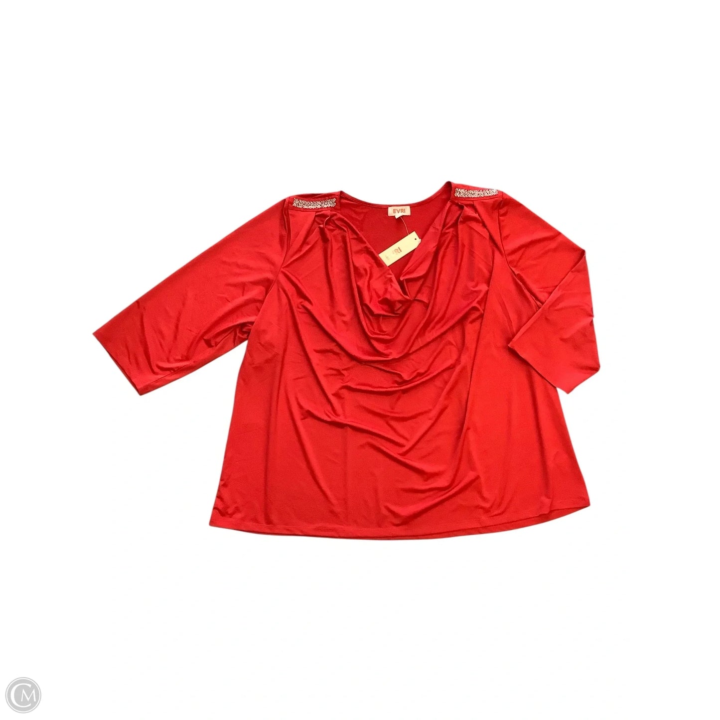 Top Long Sleeve Basic By Evri In Red, Size: 4x