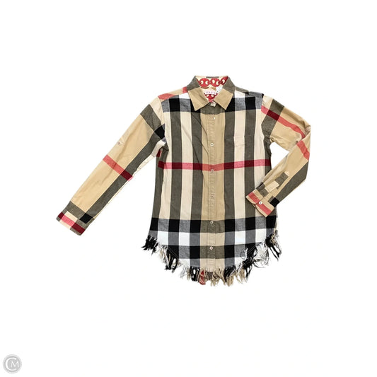 Top Long Sleeve By Cmb In Plaid Pattern, Size: S