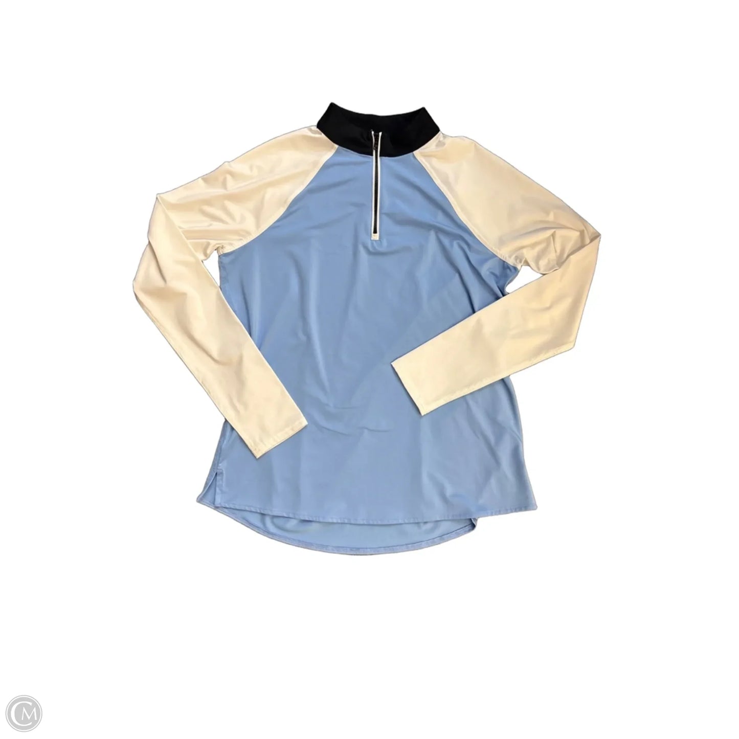 Athletic Top Long Sleeve Collar By Cmc In Blue & White, Size: S