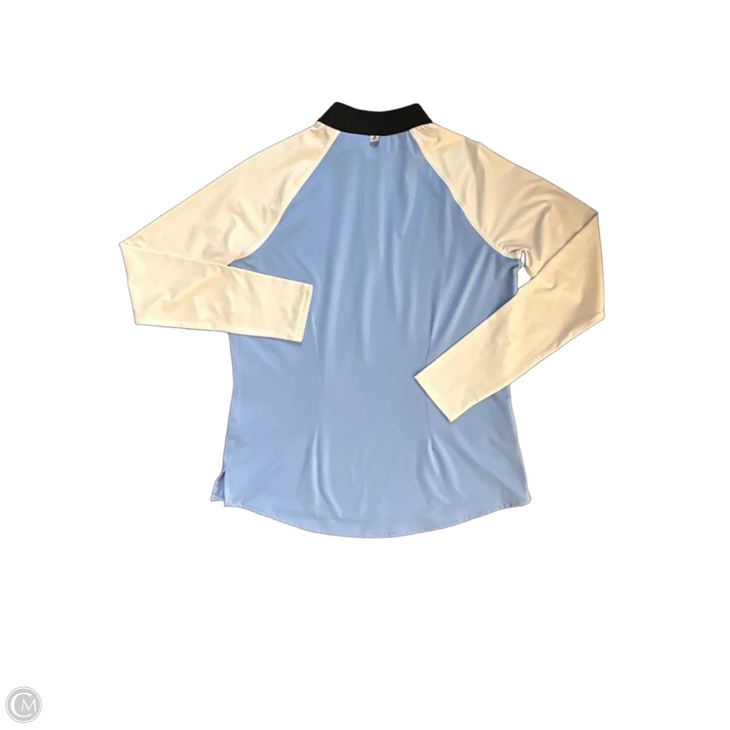 Athletic Top Long Sleeve Collar By Cmc In Blue & White, Size: S