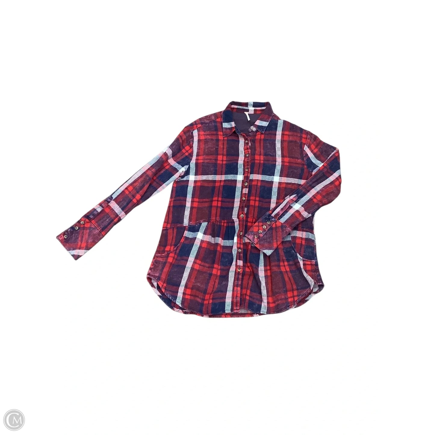 Top Long Sleeve By Free People In Blue & Red, Size: M