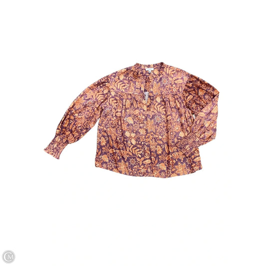 Blouse Long Sleeve By Current Air In Orange & Purple, Size: S
