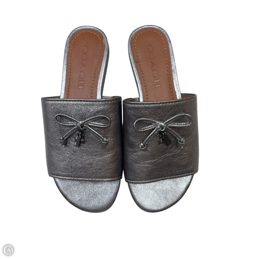 Sandals Designer By Coach In Silver, Size: 5