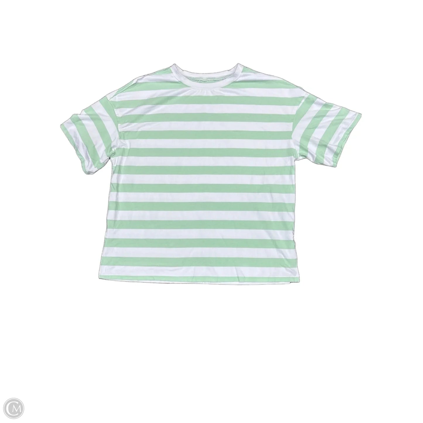 Top Short Sleeve Basic By Clothes Mentor In Green & White, Size: Xl