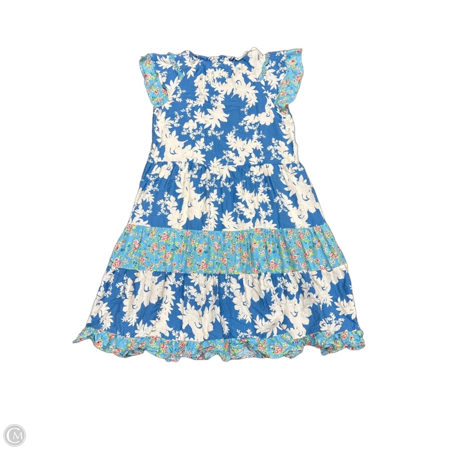 Dress Casual Maxi By Bibi In Blue & White, Size: Xl