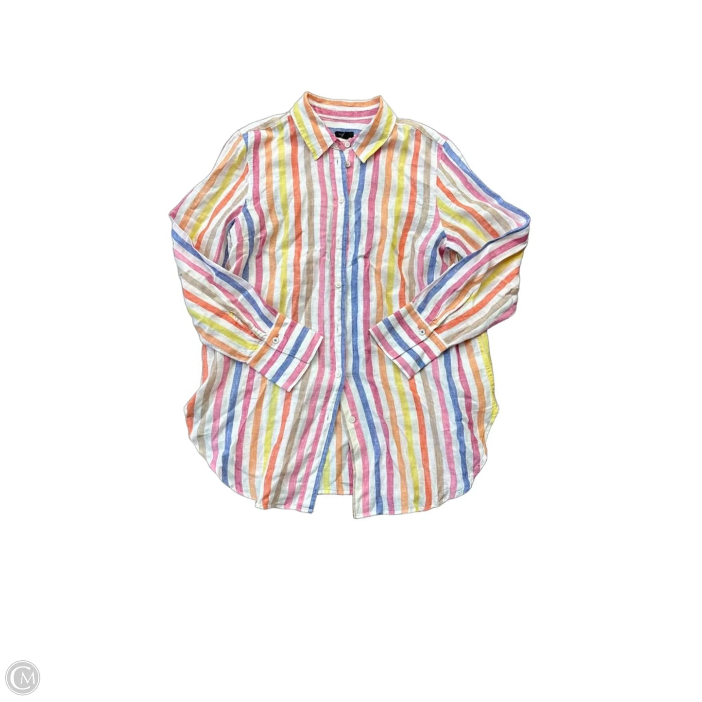 Top Long Sleeve By Talbots In Striped Pattern, Size: L