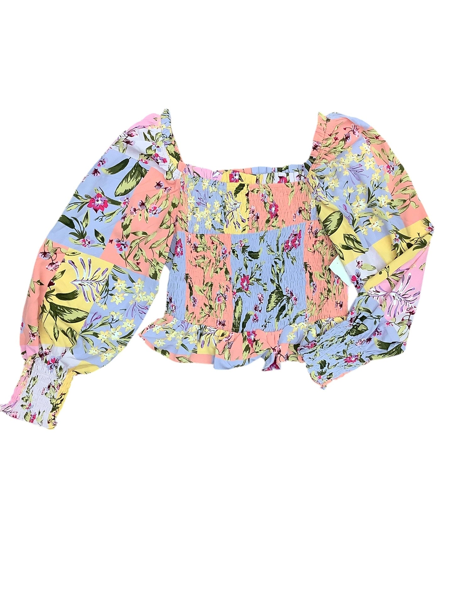 Blouse Long Sleeve By Clothes Mentor In Purple & Yellow, Size: Xl