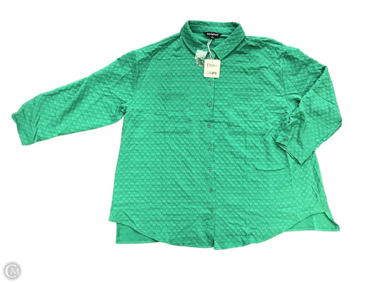 Blouse Long Sleeve By Davi & Dani In Green Size 2x