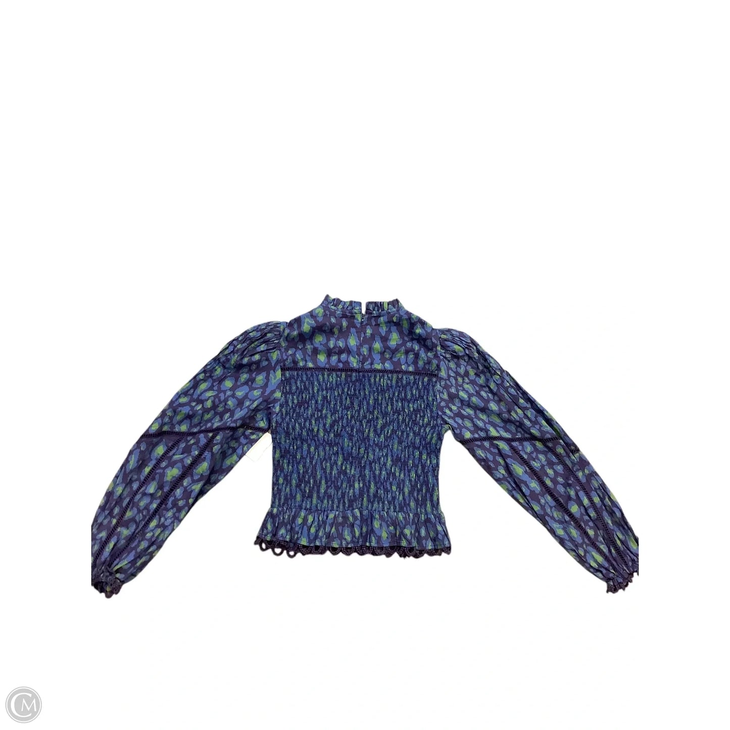 Blouse Long Sleeve By Farm Rio In Blue, Size: Xs