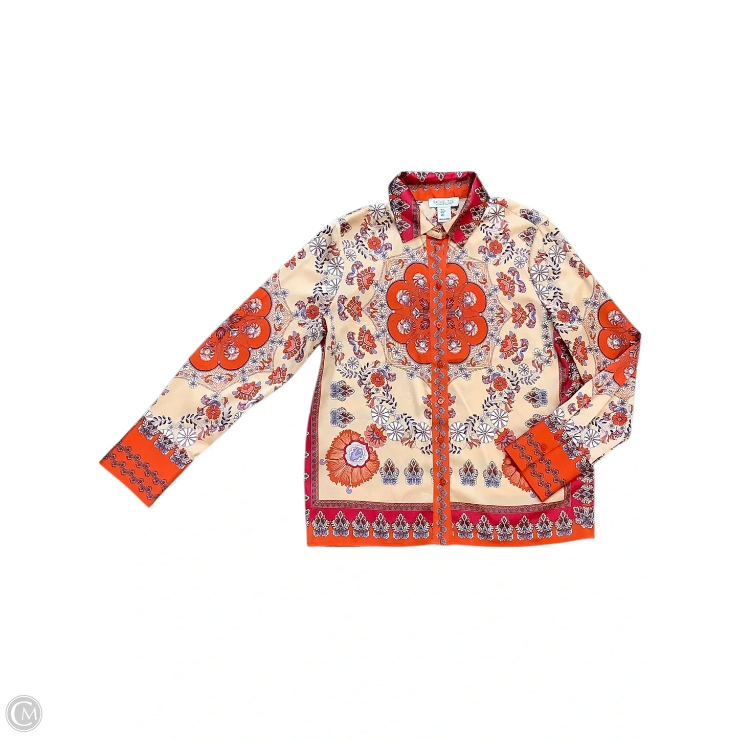Blouse Long Sleeve By Rachel Zoe In Orange & Pink, Size: S