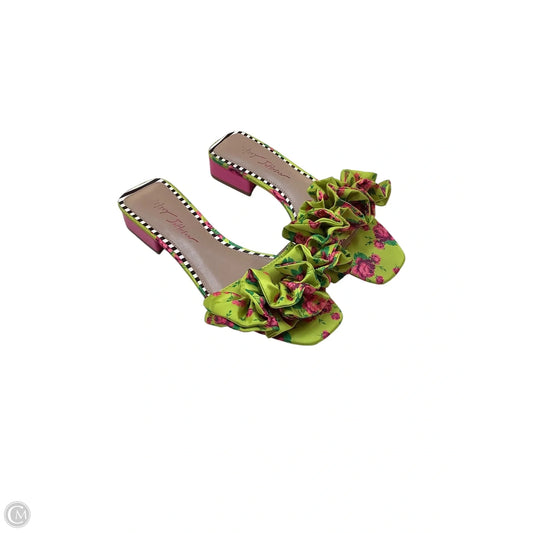 Sandals Heels Block By Betsey Johnson In Green & Pink, Size: 8