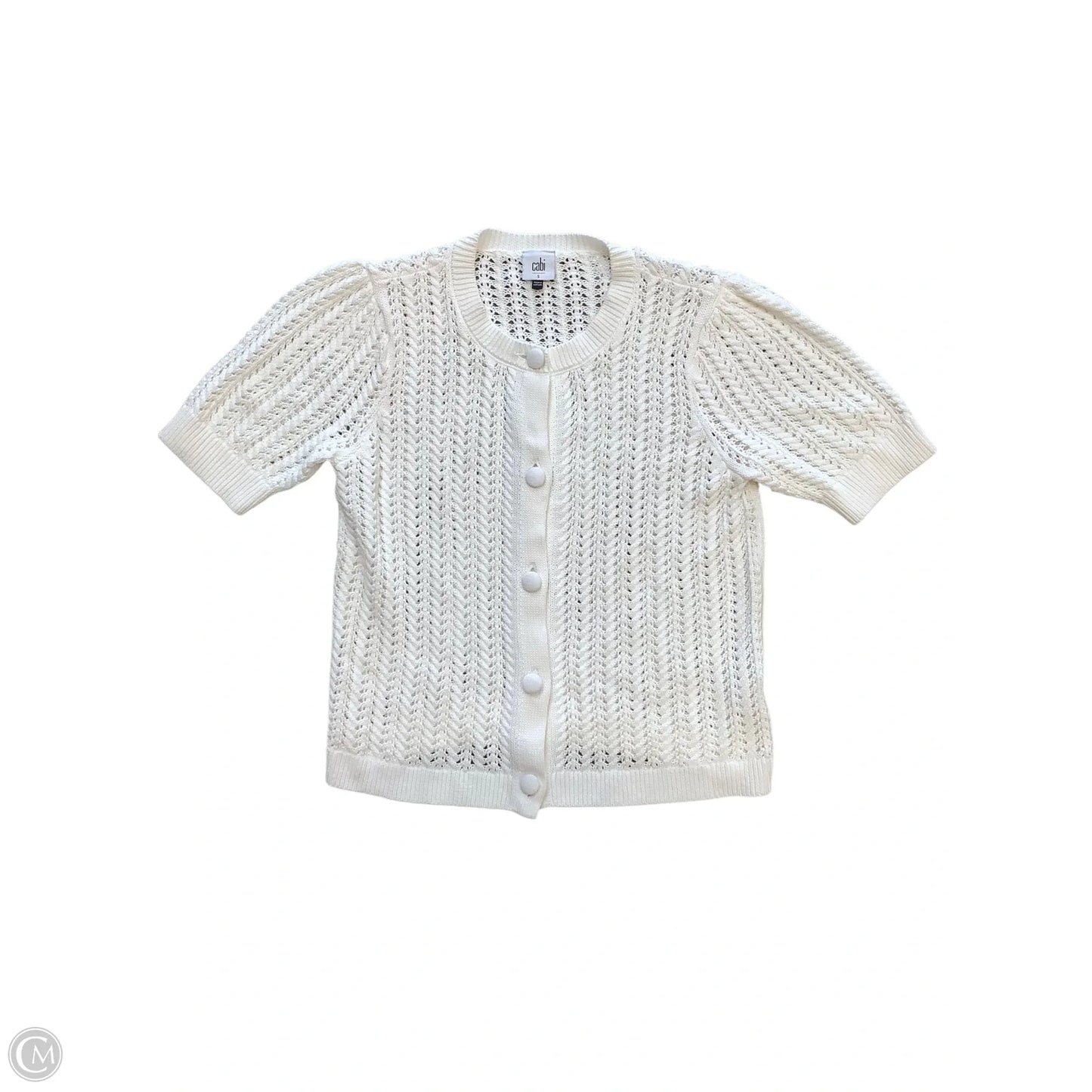 Sweater Short Sleeve By Cabi In White, Size: S
