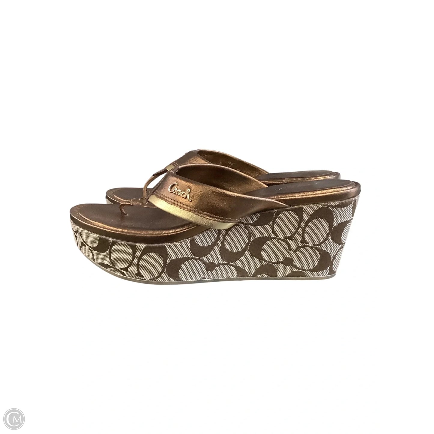 Sandals Designer By Coach In Bronze, Size: 8.5
