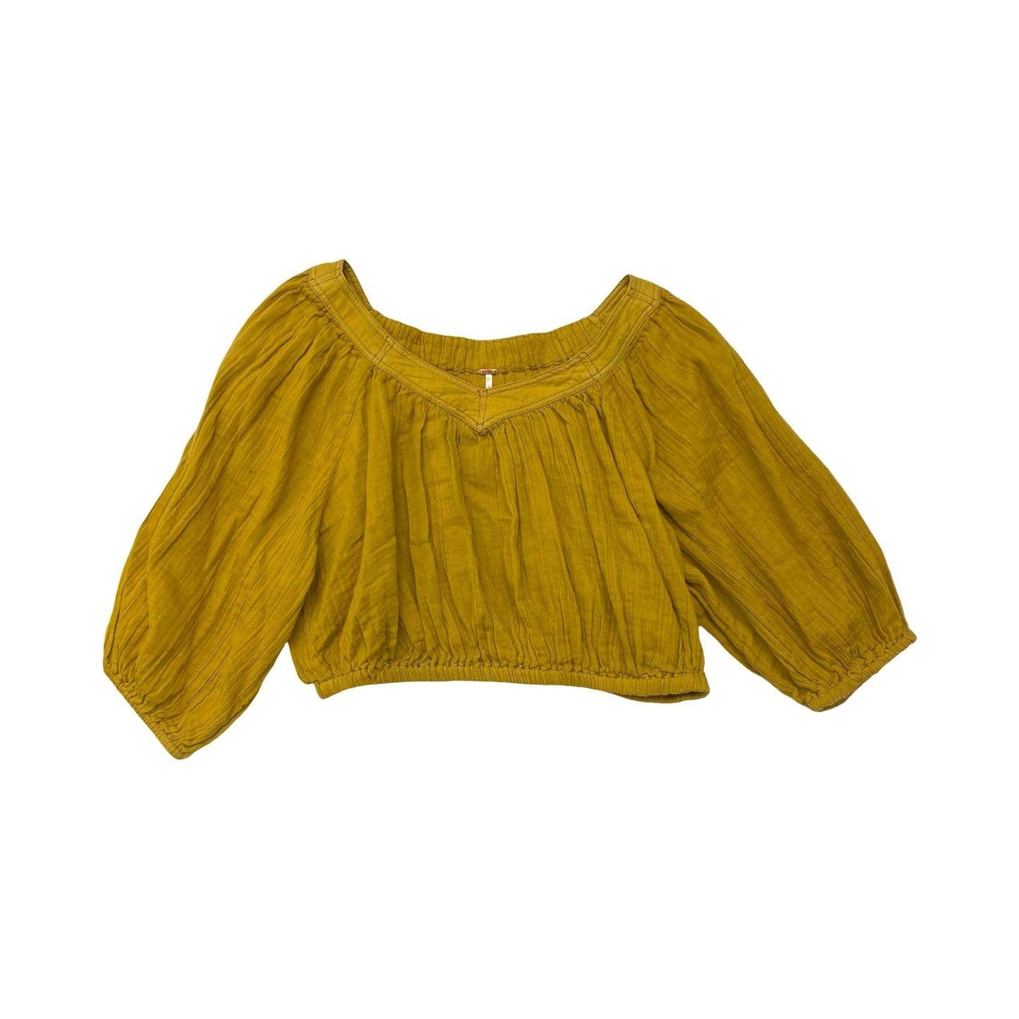 Top 3/4 Sleeve By Free People In Yellow, Size:S