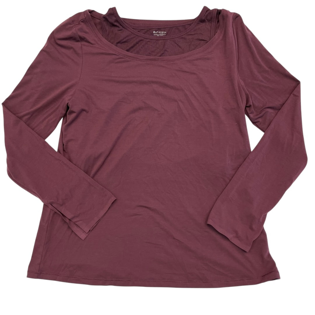 Athletic Top Ls Collar By Athleta In Maroon, Size:Xl