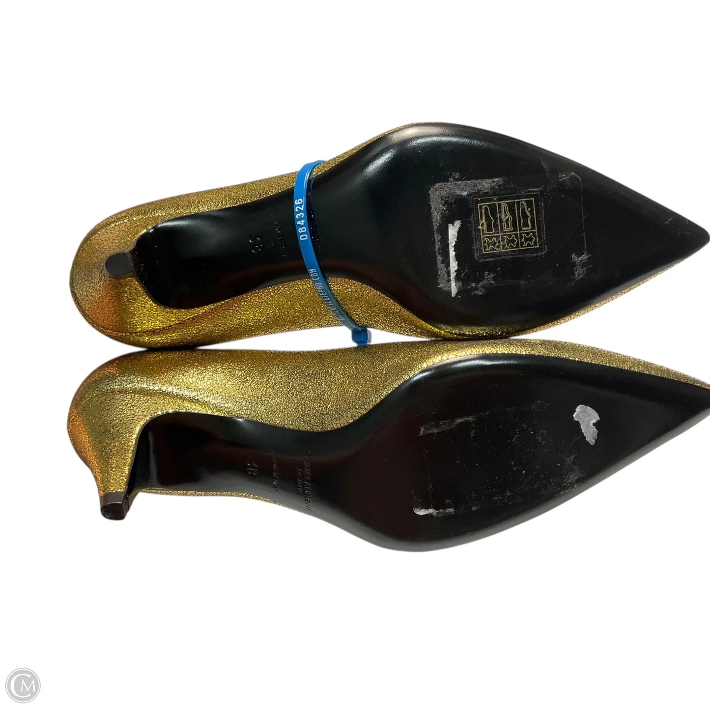 Shoes Luxury Designer By Yves Saint Laurent In Gold, Size: 8
