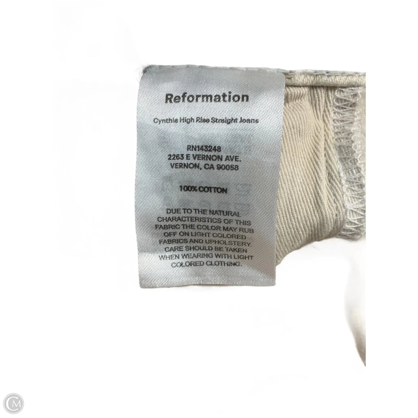 Jeans Boot Cut By Reformation In Cream, Size: 4