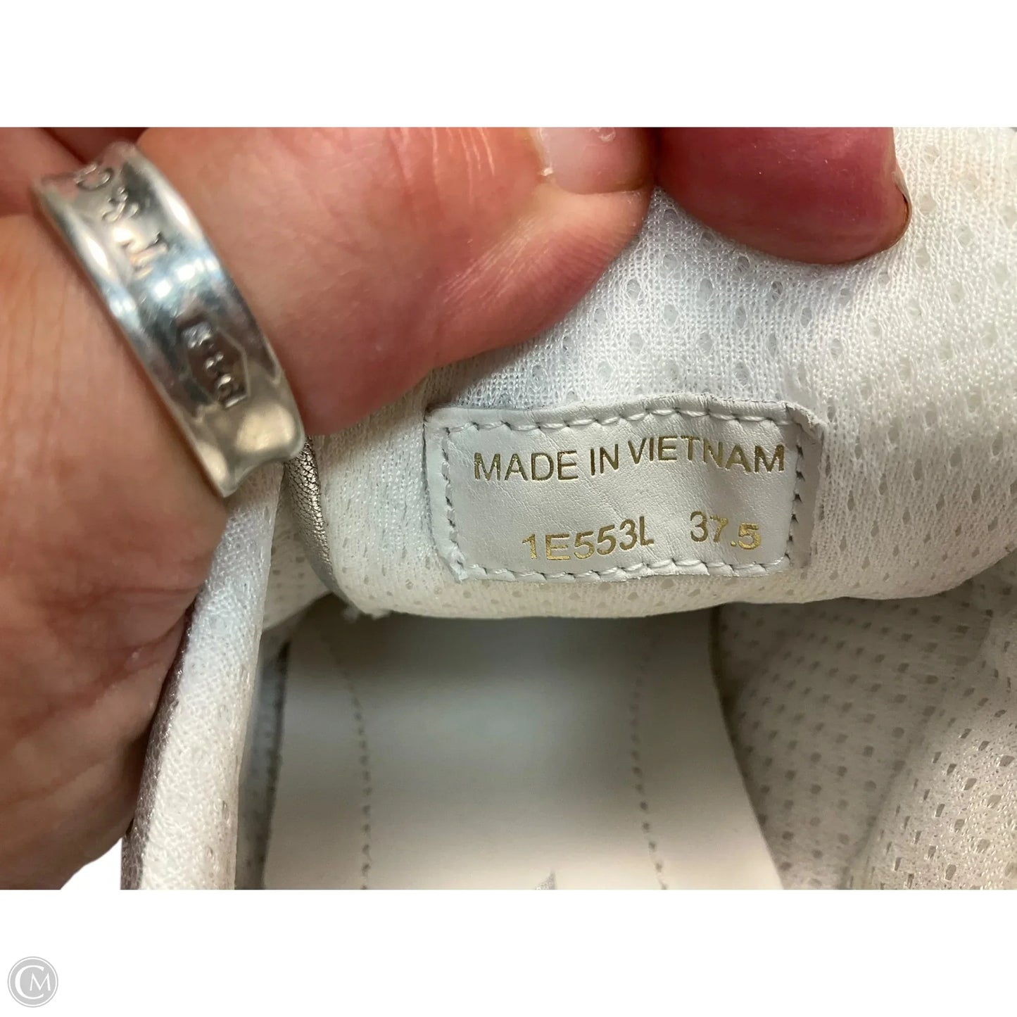 Shoes Luxury Designer By Prada In Silver, Size: 7.5