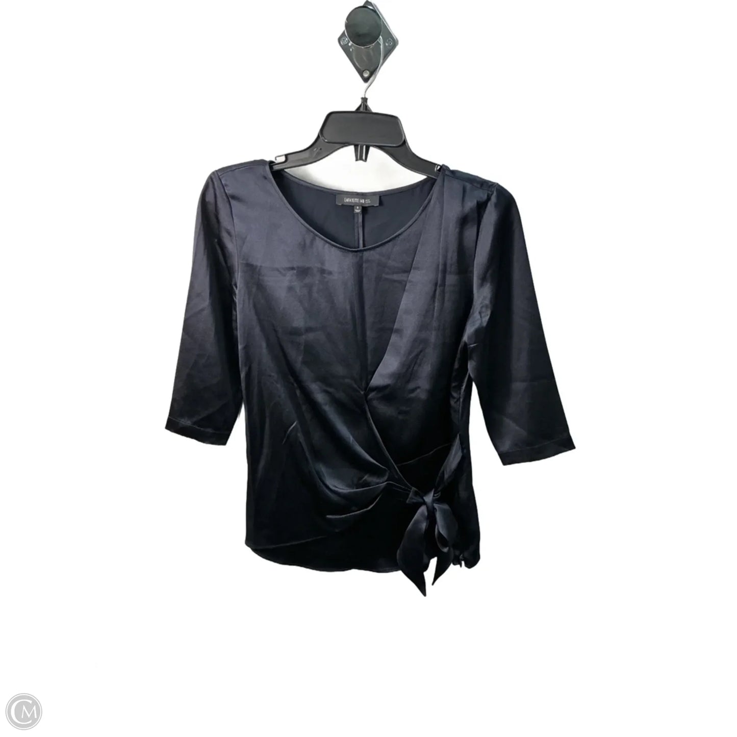 Top 3/4 Sleeve Designer By Lafayette 148 In Navy, Size: Xs