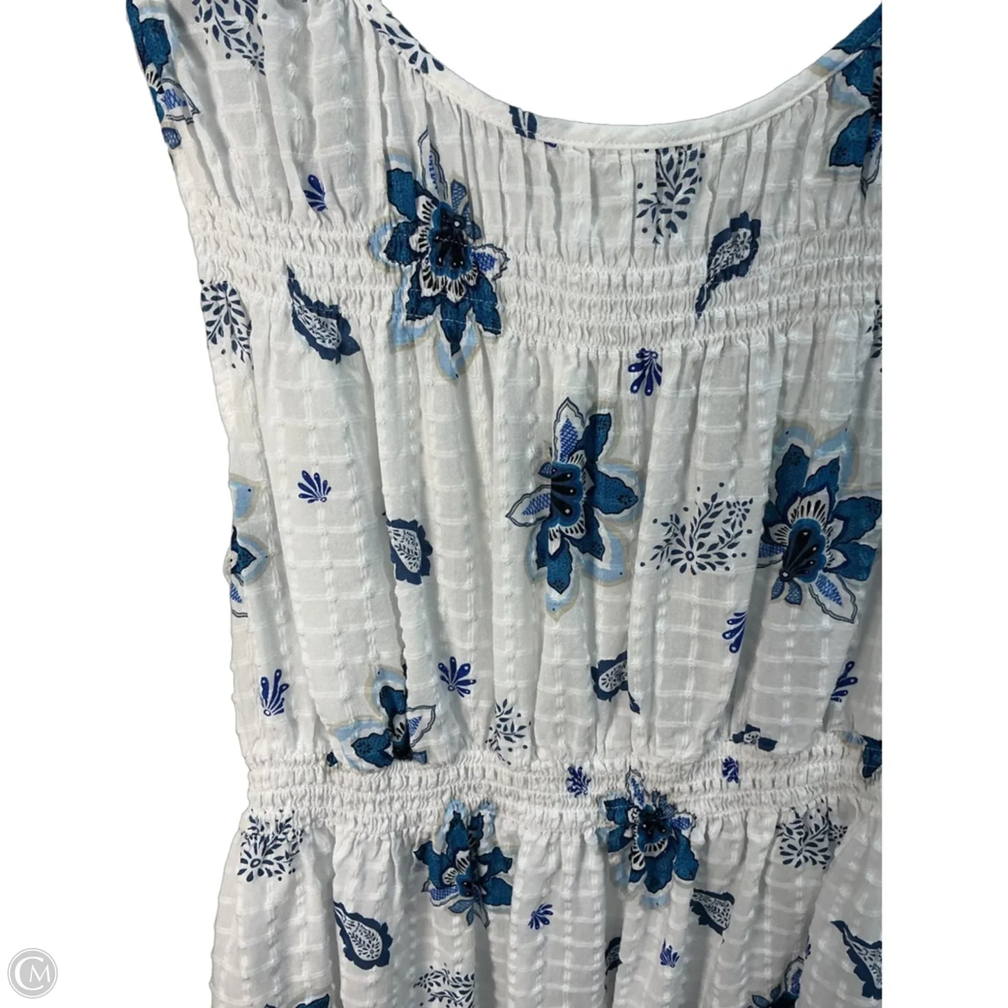 Top Sleeveless By Loft In Blue & White, Size: M