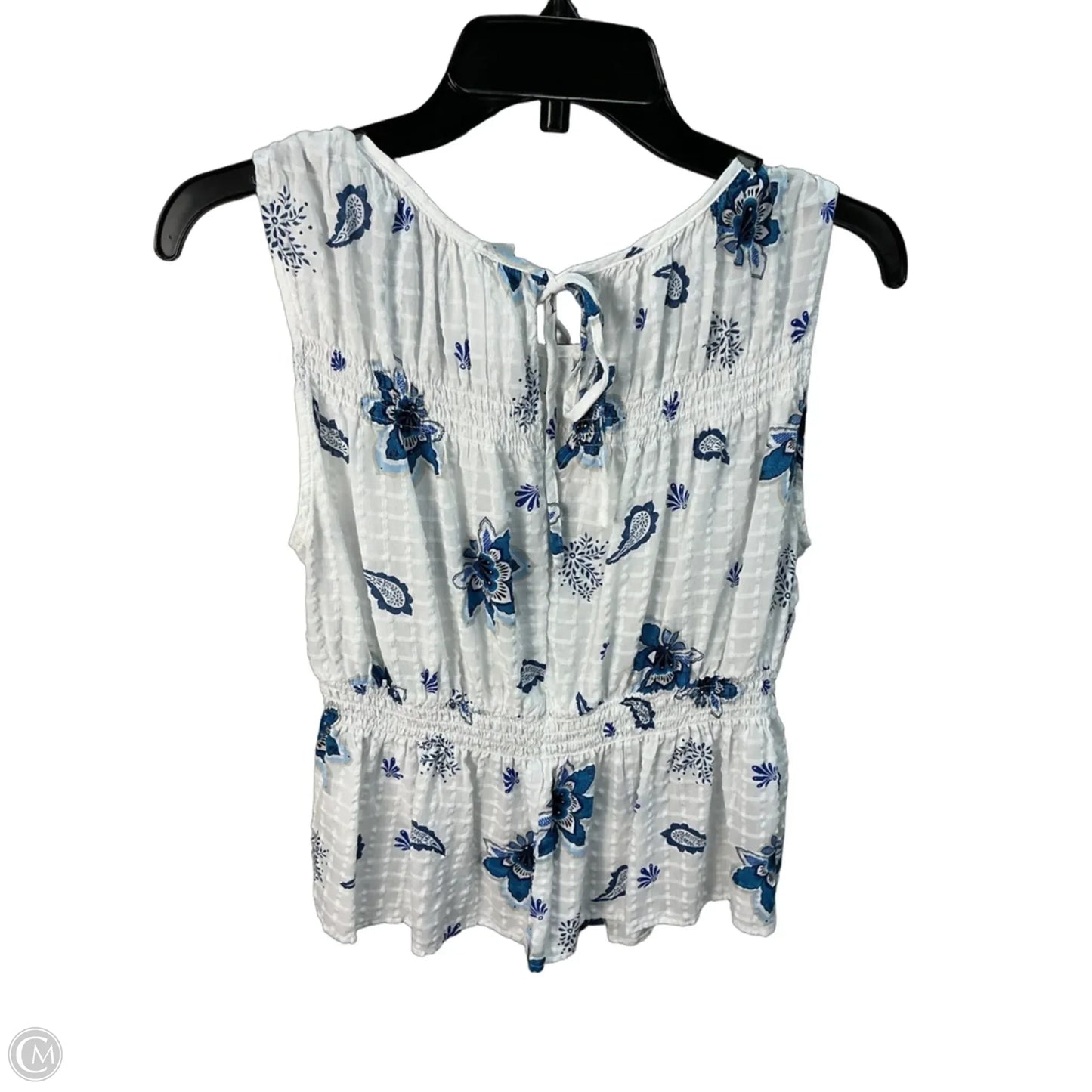 Top Sleeveless By Loft In Blue & White, Size: M