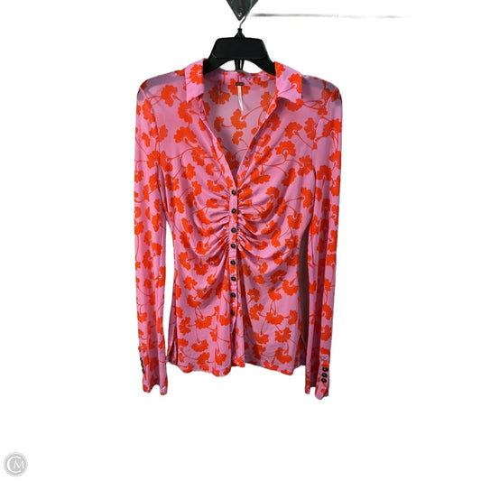 Top Long Sleeve By Free People In Pink, Size: S