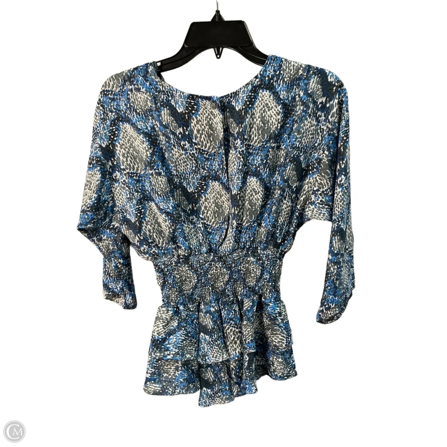 Top 3/4 Sleeve By Parker In Blue & Cream, Size: S