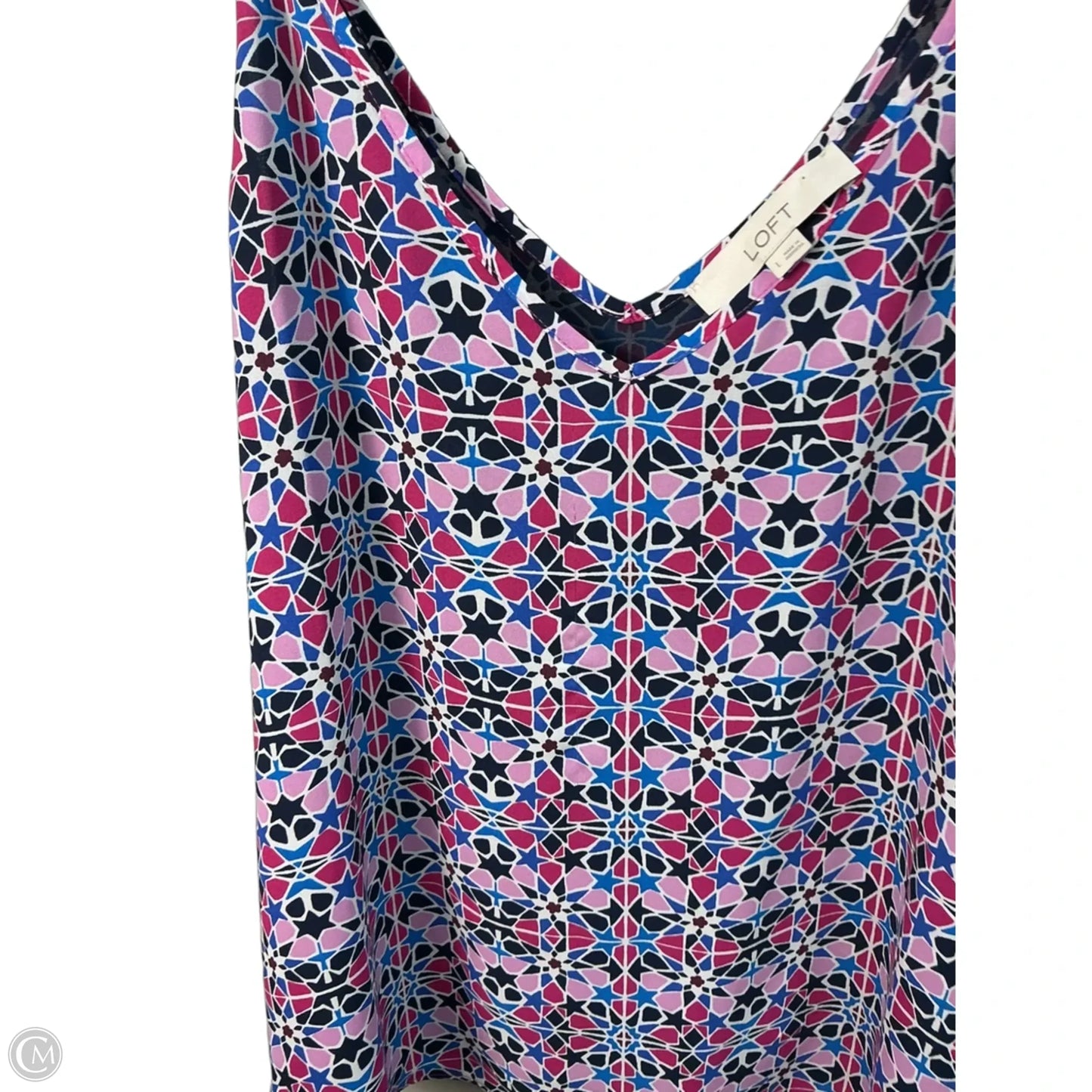 Top Sleeveless By Loft In Blue & Pink, Size: L