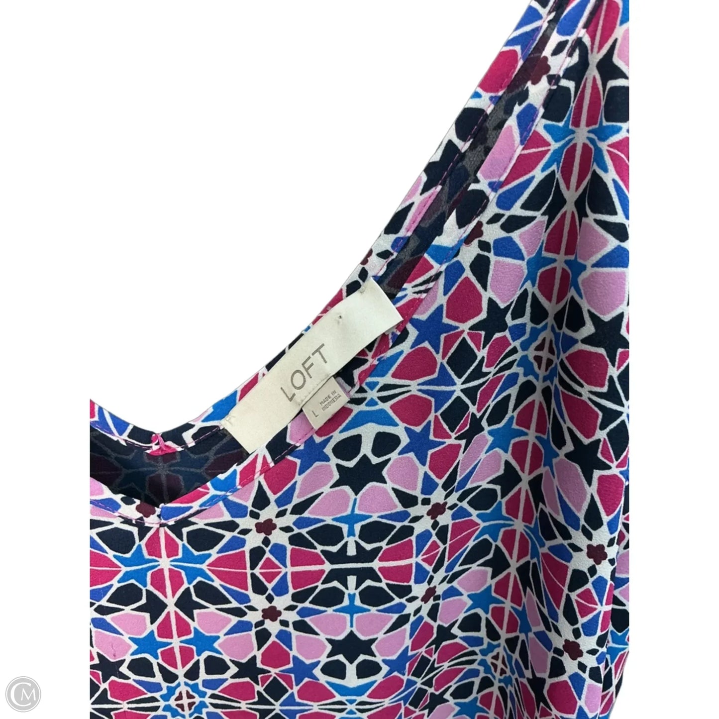 Top Sleeveless By Loft In Blue & Pink, Size: L