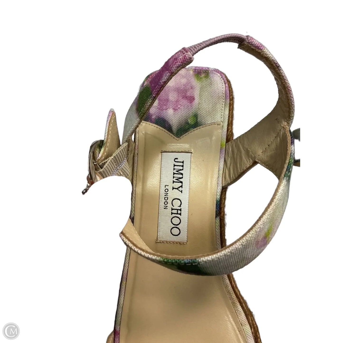 Sandals Luxury Designer By Jimmy Choo In Floral Print, Size: 8.5
