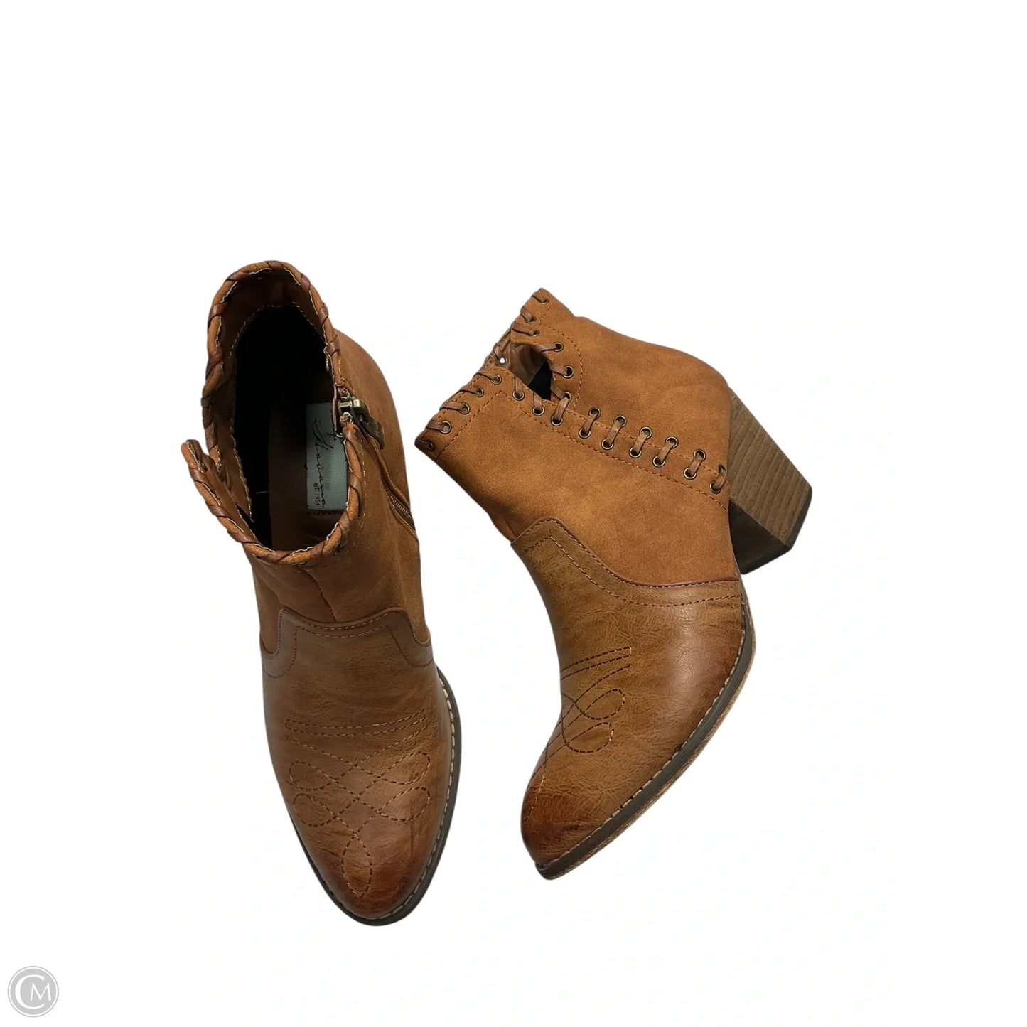 Boots Ankle Heels By Vintage Havana In Brown, Size: 9