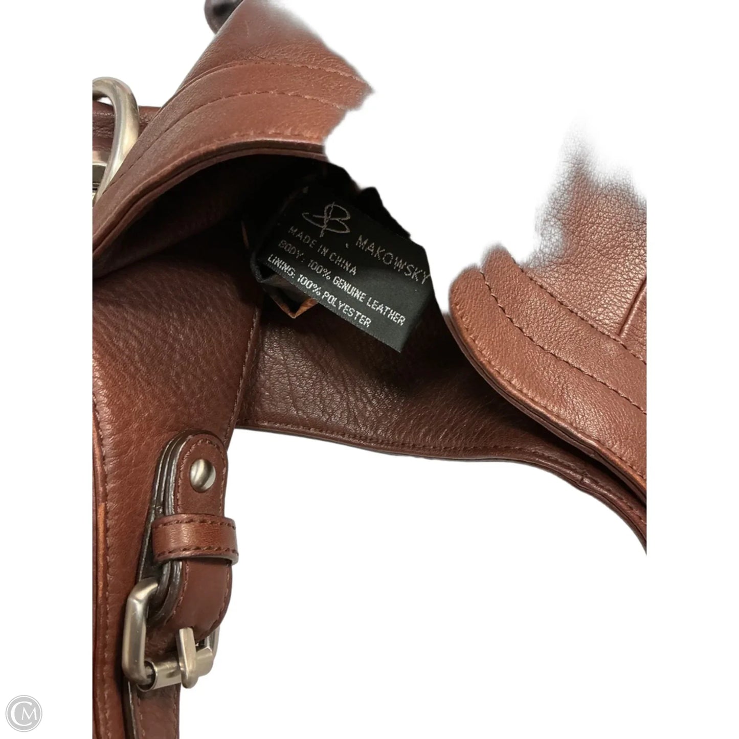 Handbag Leather By Makowsky, Size: Medium
