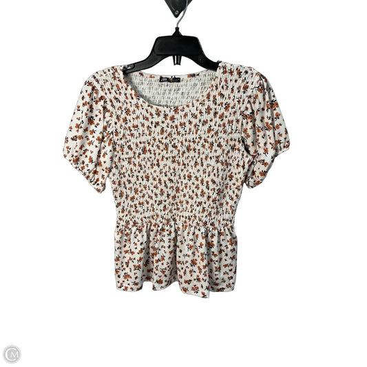 Top Short Sleeve By Zara In Orange & White, Size: M